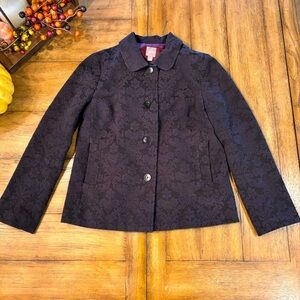 J Jill Damask Floral Jacket in Black, size 2,Party Holidays Church Peasant Event